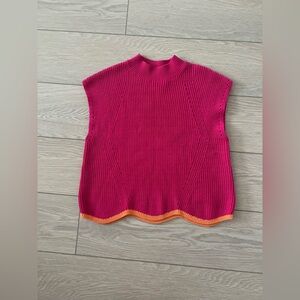 Anthropologie Maeve mock neck sleeveless scalloped sweater pink orange small
